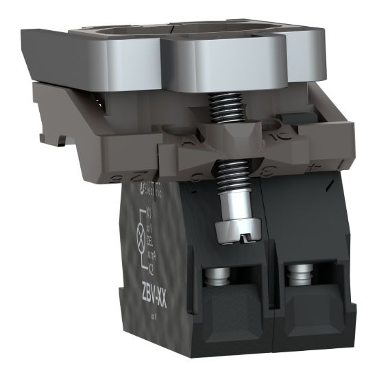 Picture of Light block with body fixing collar, Harmony XB4, metal, for BA9s bulb, lt 250V, 1NO