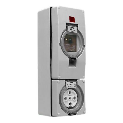 Picture of RCD Protected Switched Socket Outlet, Clipsal - 56 Series, 500V 32A 5 Round PIN IP66, 3 Pole, 30mA