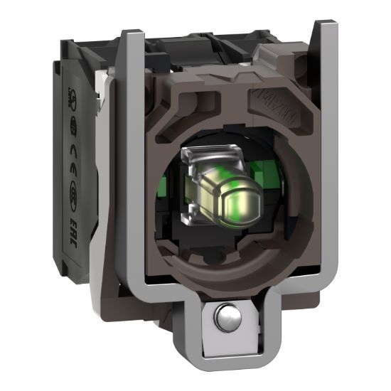 Picture of Complete body contact assembly and light block, Harmony XB4, metal, universal LED, body fixing collar, 2NO, 24V AC DC