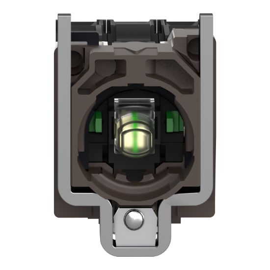 Picture of Complete body contact assembly and light block, Harmony XB4, metal, universal LED, body fixing collar, 2NO, 24V AC DC