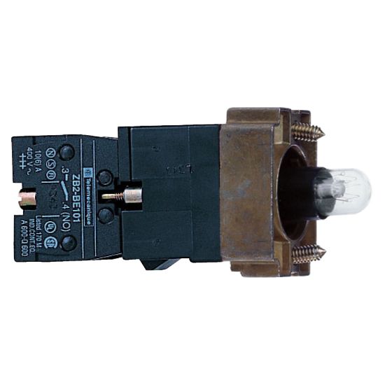 Picture of body for illuminated control button - Ø 22 - clear bulb BA 9s 1NC