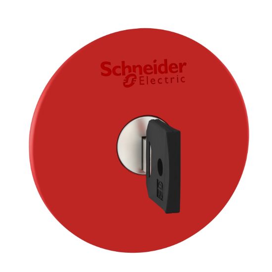 Picture of Head for emergency stop push button, Harmony XB5, switching off, plastic, red mushroom 60mm, 22mm, trigger/latching key release, key 455