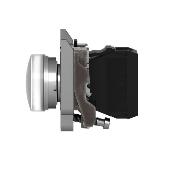 Picture of Pilot light, Harmony XB4, grey plastic, white, 22mm, universal LED, plain lens, 24V AC DC