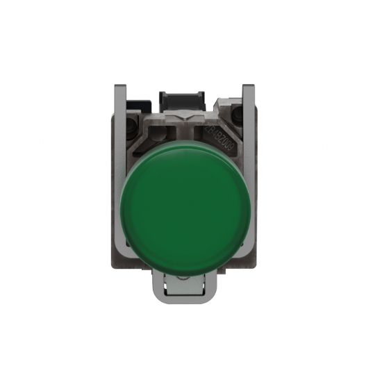 Picture of Pilot light, Harmony XB4, grey plastic, green, 22mm, universal LED, plain lens, 24V AC DC