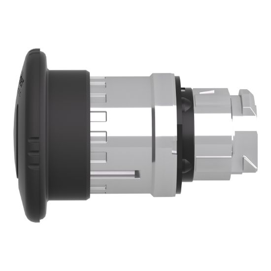 Picture of Mushroom push button head 40mm, Harmony XB4, metal, black, 22mm, latching turn realease