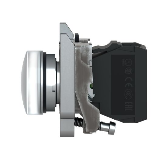 Picture of Pilot light, Harmony XB4,metal, white, 22mm, universal LED, plain lens, 110...120V AC