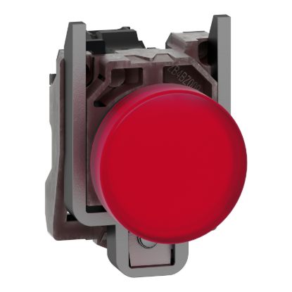 Picture of Pilot light, Harmony XB4,metal, red, 22mm, universal LED, plain lens, 110...120V AC