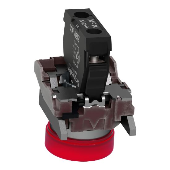 Picture of Pilot light, Harmony XB4,metal, red, 22mm, universal LED, plain lens, 110...120V AC