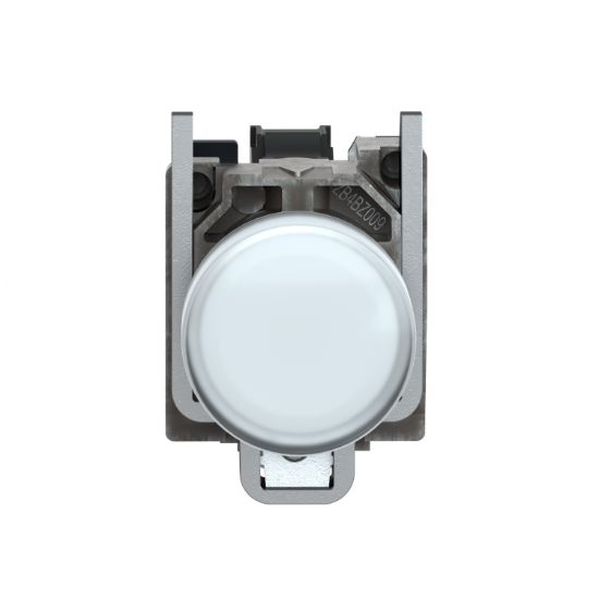 Picture of Pilot light, Harmony XB4, grey plastic, white, 22mm, universal LED, plain lens, 230...240V AC
