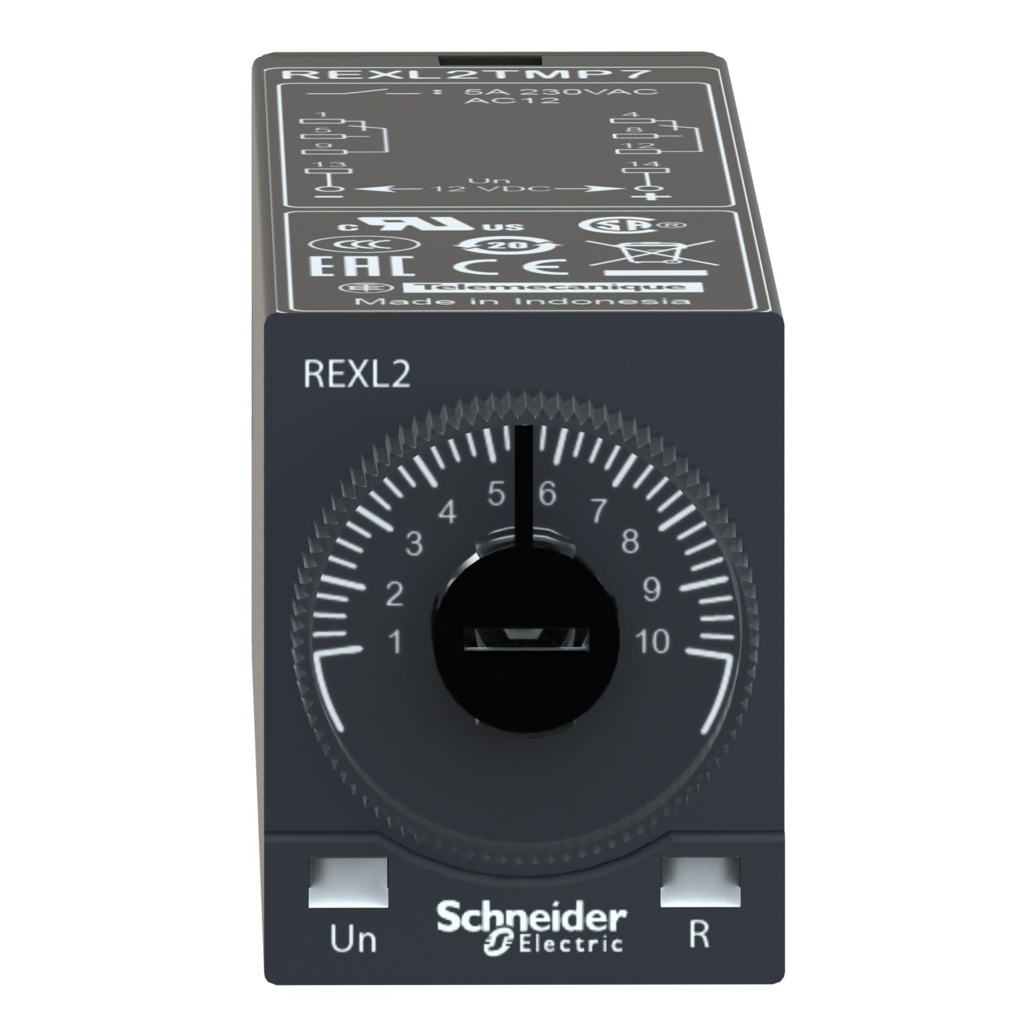 Picture of single function relay, Harmony Timer Relays, 5A, 2CO, 0.1s..100h, on delay, 120V AC