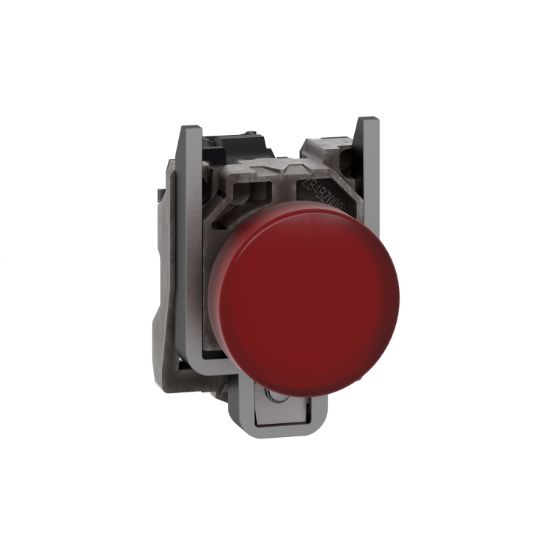 Picture of Pilot light, Harmony XB4, grey plastic, red, 22mm, universal LED, plain lens, 230...240V AC