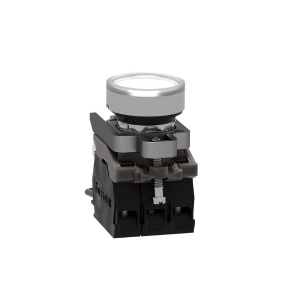 Picture of Push-to-test pilot light, Harmony XB4, metal, white, universal LED, screw clamp terminals, 110...120V