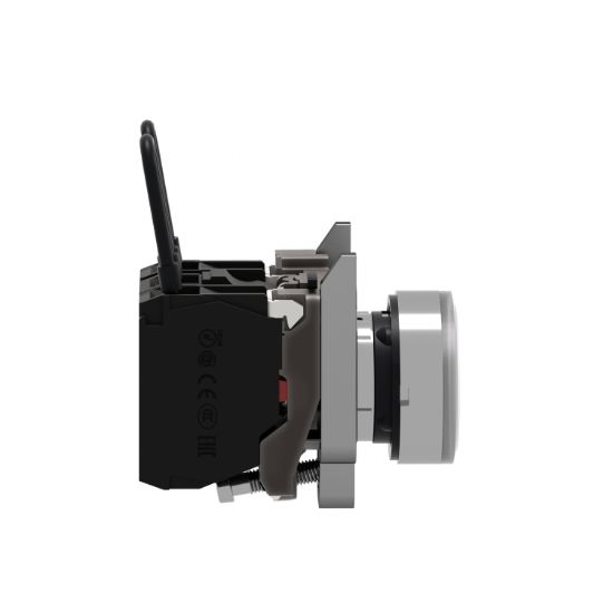 Picture of Push-to-test pilot light, Harmony XB4, metal, white, universal LED, screw clamp terminals, 110...120V