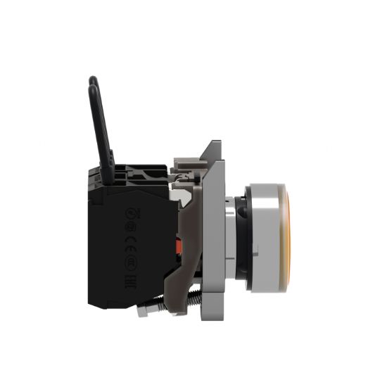 Picture of Push-to-test pilot light, Harmony XB4, metal, orange, universal LED, screw clamp terminals, 24V