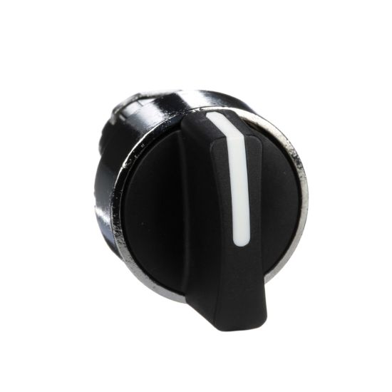 Picture of Selector switch head, Harmony XB4, metal, black, 22mm, 3 positions, spring return to center