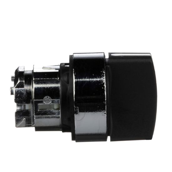Picture of Selector switch head, Harmony XB4, metal, black, 22mm, 3 positions, spring return to center