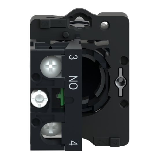 Picture of Complete push button, Easy Harmony XA2, plastic, flush, white, 22mm, spring return, unmarked, 1NO