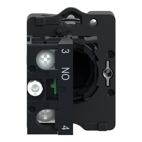 Picture of Complete push button, Easy Harmony XA2, plastic, flush, black, 22mm, spring return, unmarked, 1NO