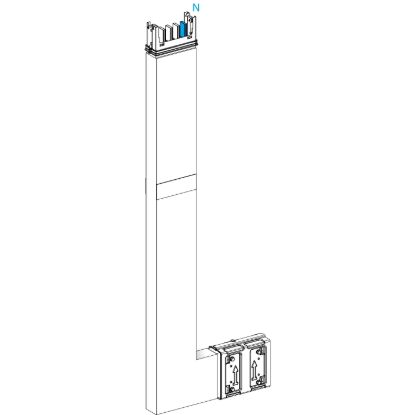 Picture of Elbow, Canalis KSA400, aluminium, 400A, side B made to measure with fire barrier, to go upward, 3L+N+PE, white RAL9001