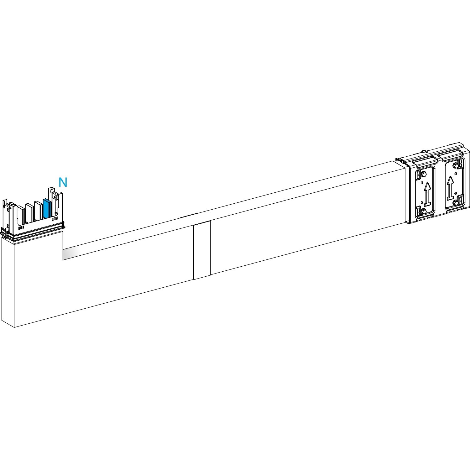 Picture of Elbow, Canalis KSA400, aluminium, 400A, side A made to measure with fire barrier, to go upward, 3L+N+PE, white RAL9001