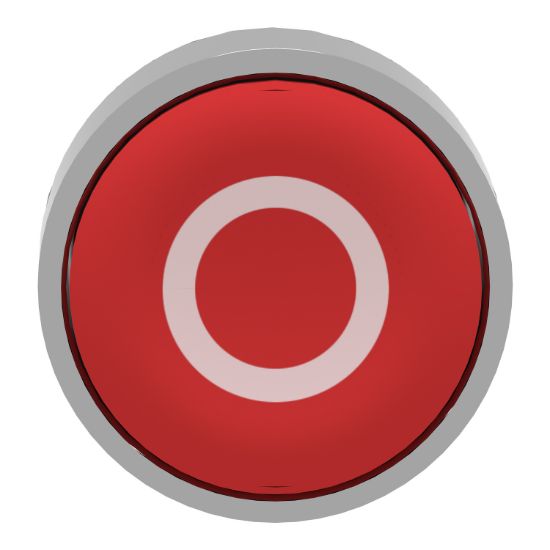 Picture of Push button head, Harmony XB4, metal, flush, red, 22mm, spring return, marked O