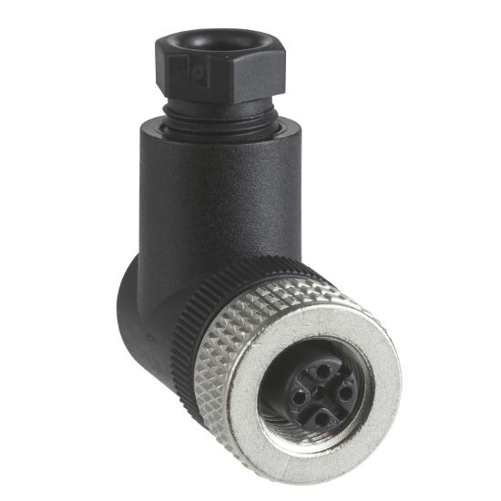 Picture of Female, M12, 5 pin, elbowed connector, cable gland Pg 7