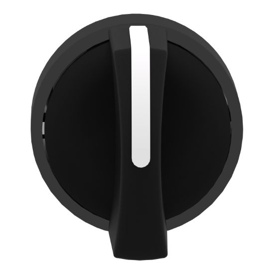 Picture of Head for selector switch, Harmony XB4, black metal, black, 22mm, 3 positions, sping return to center