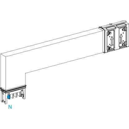 Picture of Elbow, Canalis KSA400, aluminium, 400A, side A made to measure, to go downward, 3L+N+PE, white RAL9001