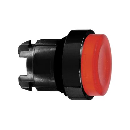 Picture of red projecting illuminated pushbutton head Ø22 spring return for BA9s bulb