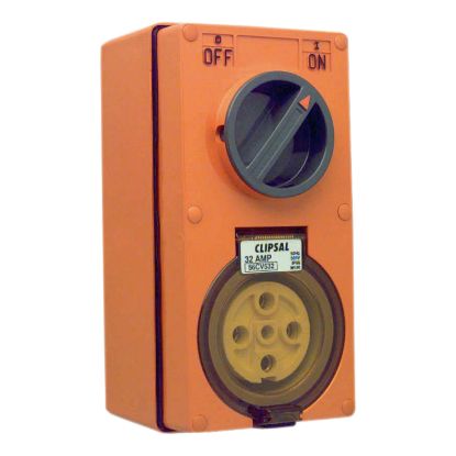Picture of Switched Socket, Clipsal - 56 Series, Vertical Interlocked, 5 PIN 32A