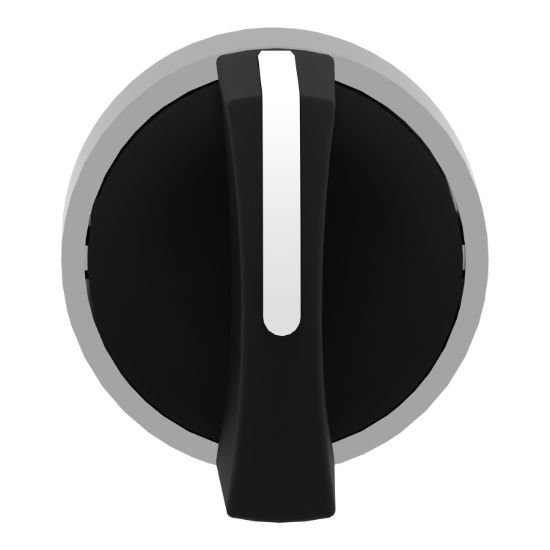 Picture of Selector switch head, Harmony XB4, metal, black, 22mm, 3 positions, spring return from left to center