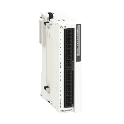 Picture of I/O expansion module, Modicon M238 logic controller, Twido, 16 inputs 24VDC, 1 removable screw terminal block, wear part