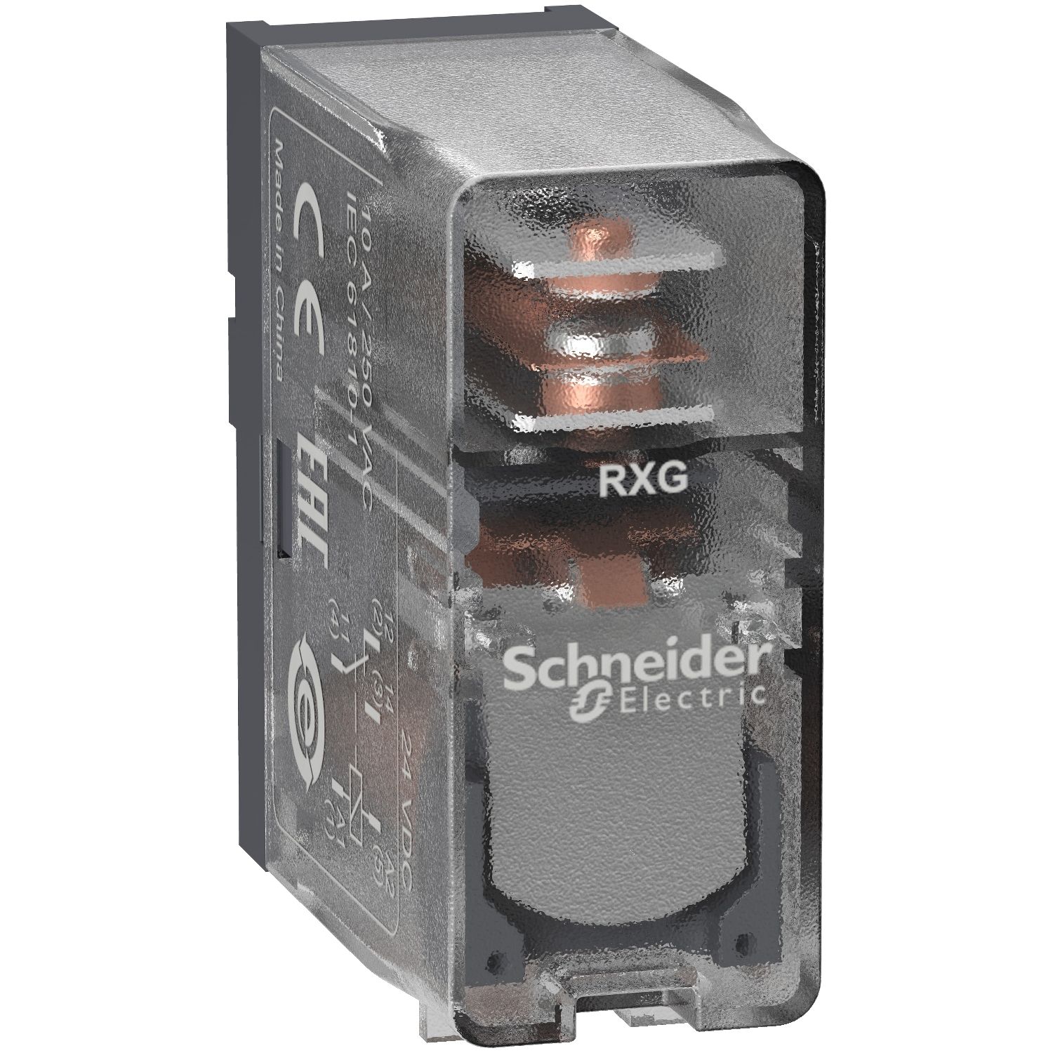 Picture of interface plug in relay, Harmony Electromechanical Relays, 10A, 1CO, clear cover, 24V DC