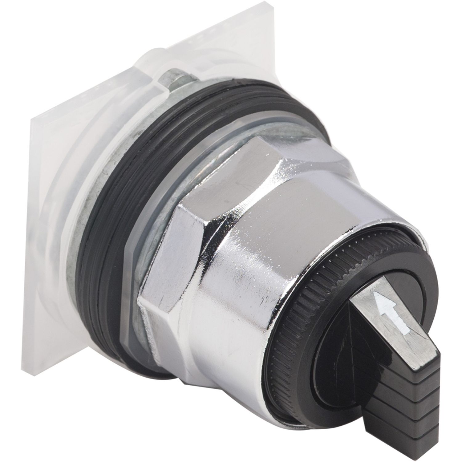 Picture of Selector switch head, Harmony 9001K, metal, standard handle, black, 30mm, 3 positions, spring return left to center