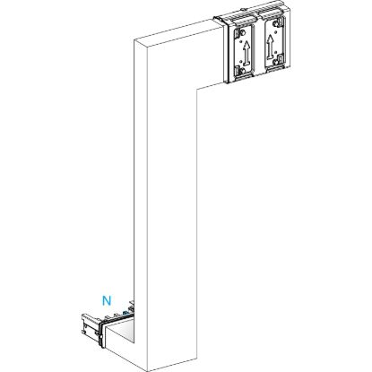 Picture of Multiple, Canalis KSA400, aluminium, 400A, side B made to measure, downward then turns right, 3L+N+PE, white RAL9001
