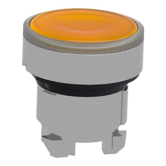 Picture of Head for illuminated push button, Harmony XB4, metal, flush, orange, 22mm, spring return, plain lens for BA9s bulb