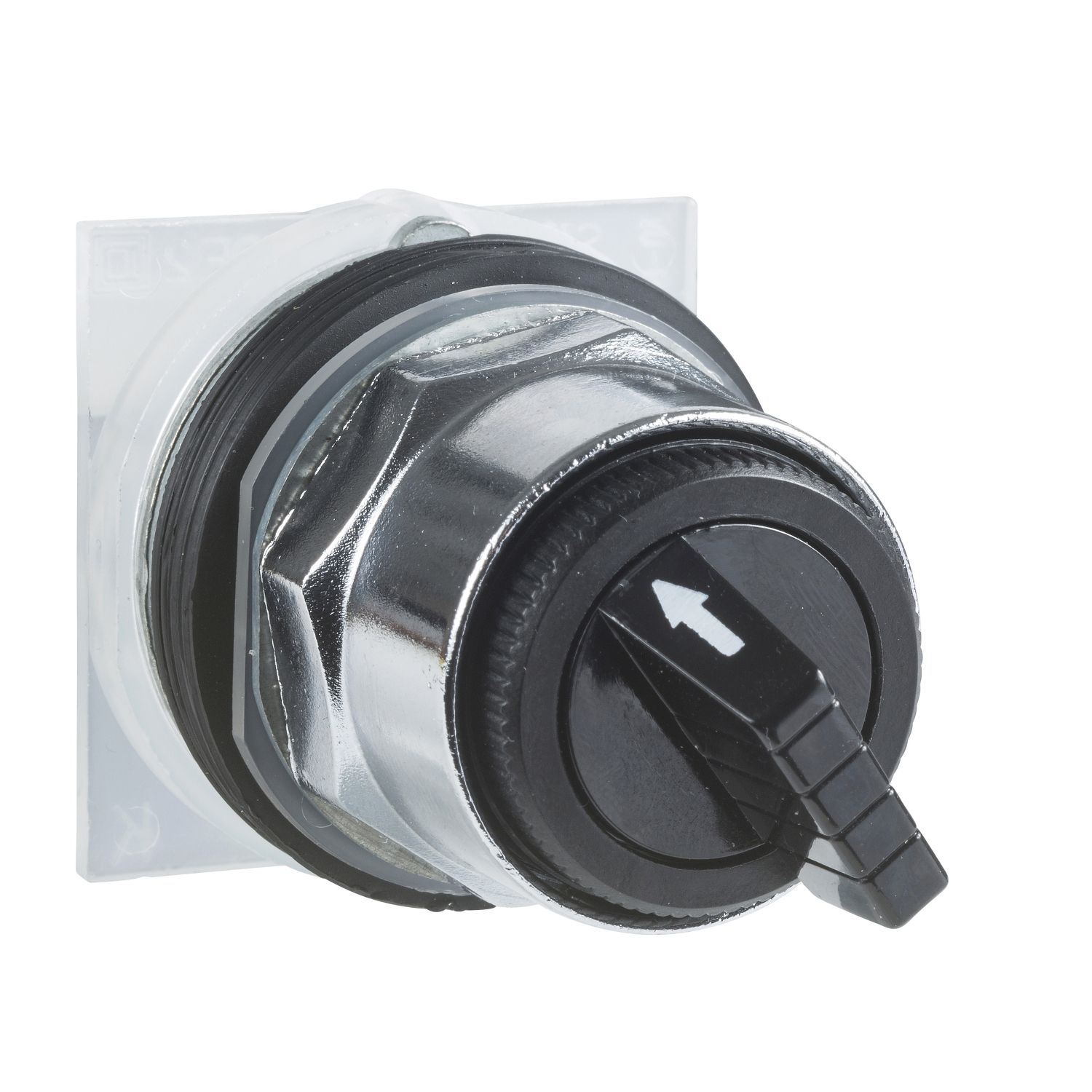 Picture of Selector switch head, Harmony 9001K, metal, standard handle, black, 30mm, 3 positions, spring return left to center