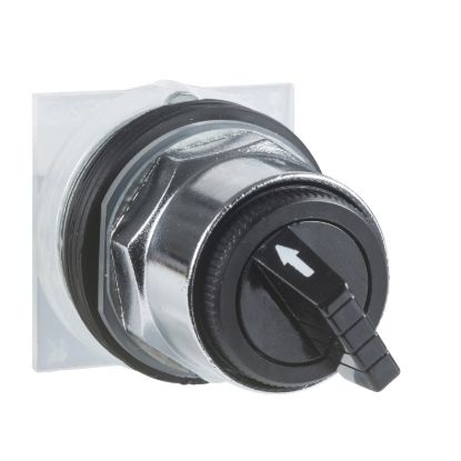 Picture of Selector switch head, Harmony 9001K, metal, standard handle, black, 30mm, 3 positions, spring return left to center