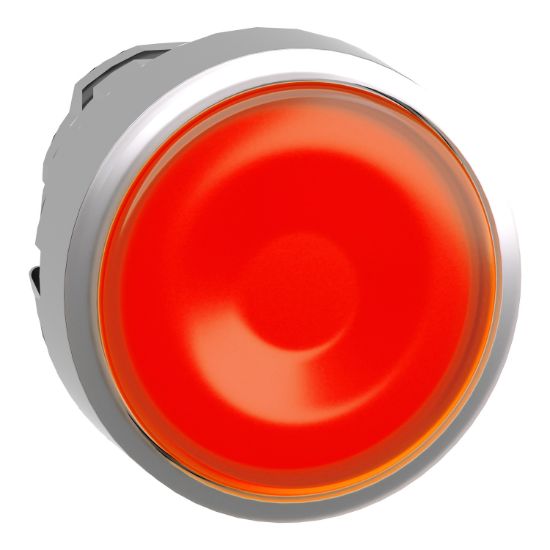 Picture of Head for illuminated push button, Harmony XB4, metal, orange flush, 22mm, universal LED, spring return, plan lens