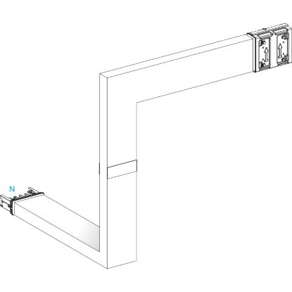 Picture of Multiple, Canalis KSA400, aluminium, 400A, all sides made to measure, 1 fire barrier, downward then turns right, RAL9001