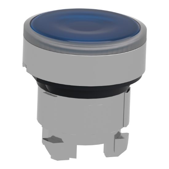 Picture of Head for illuminated push button, Harmony XB4, metal, flush, blue, 22mm, spring return, plain lens for BA9s bulb