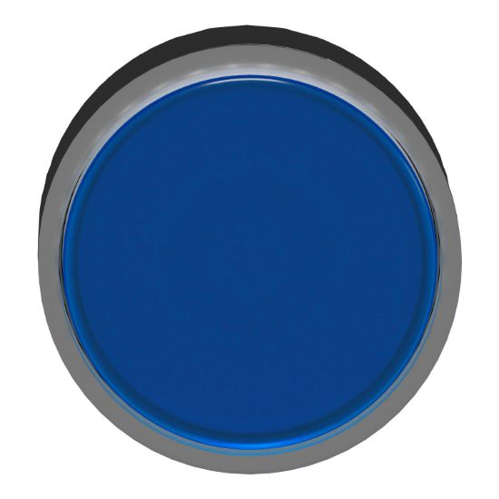 Picture of Head for illuminated push button, Harmony XB4, blue flush, 22mm, universal LED, spring return, plain, unmarked
