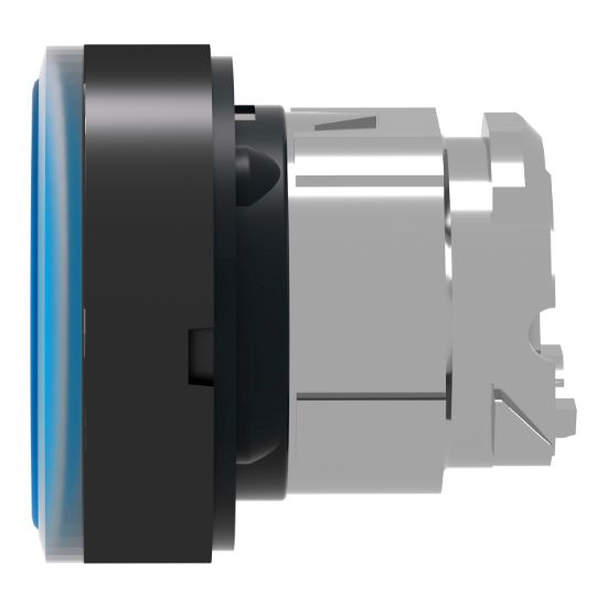 Picture of Head for illuminated push button, Harmony XB4, blue flush, 22mm, universal LED, spring return, plain, unmarked