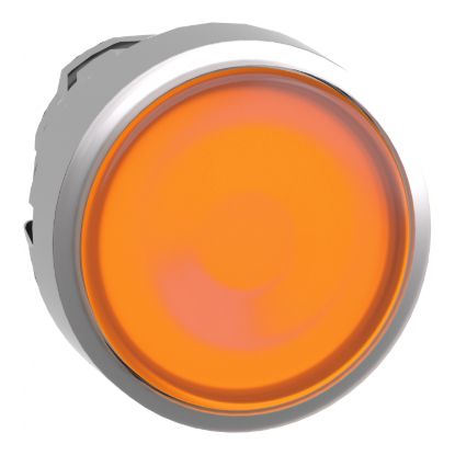 Picture of Head for illuminated push button, Harmony XB4, metal, orange flush, 22mm, universal LED, for insertion legend