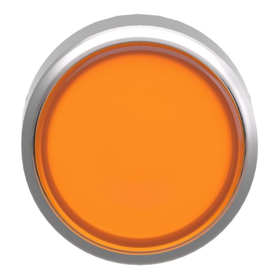 Picture of Head for illuminated push button, Harmony XB4, metal, orange flush, 22mm, universal LED, for insertion legend