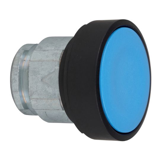 Picture of Head for non illuminated push button, Harmony XB4, blue flush pushbutton Ø22 mm spring return unmarked