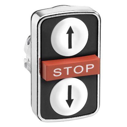 Picture of Head for triple headed push button, Harmony XB4, white flush/red projecting/white flush pushbutton 22mm with marking