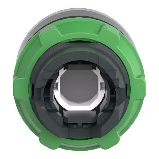 Picture of Head for illuminated push button, Harmony XB5, plastic, green flush, 22mm, universal LED, for insetion of legend