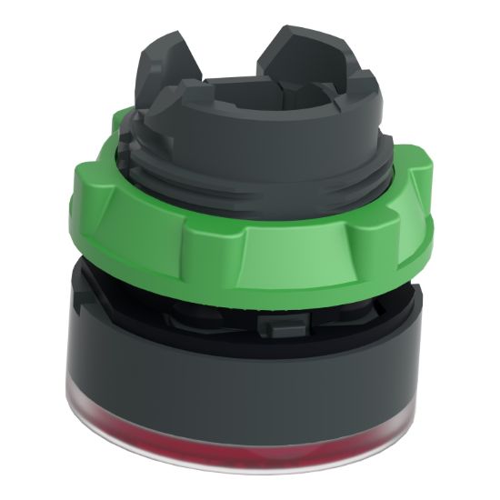 Picture of Head for illuminated push button, Harmony XB5, plastic, red flush, 22mm, universal LED, for insetion of legend