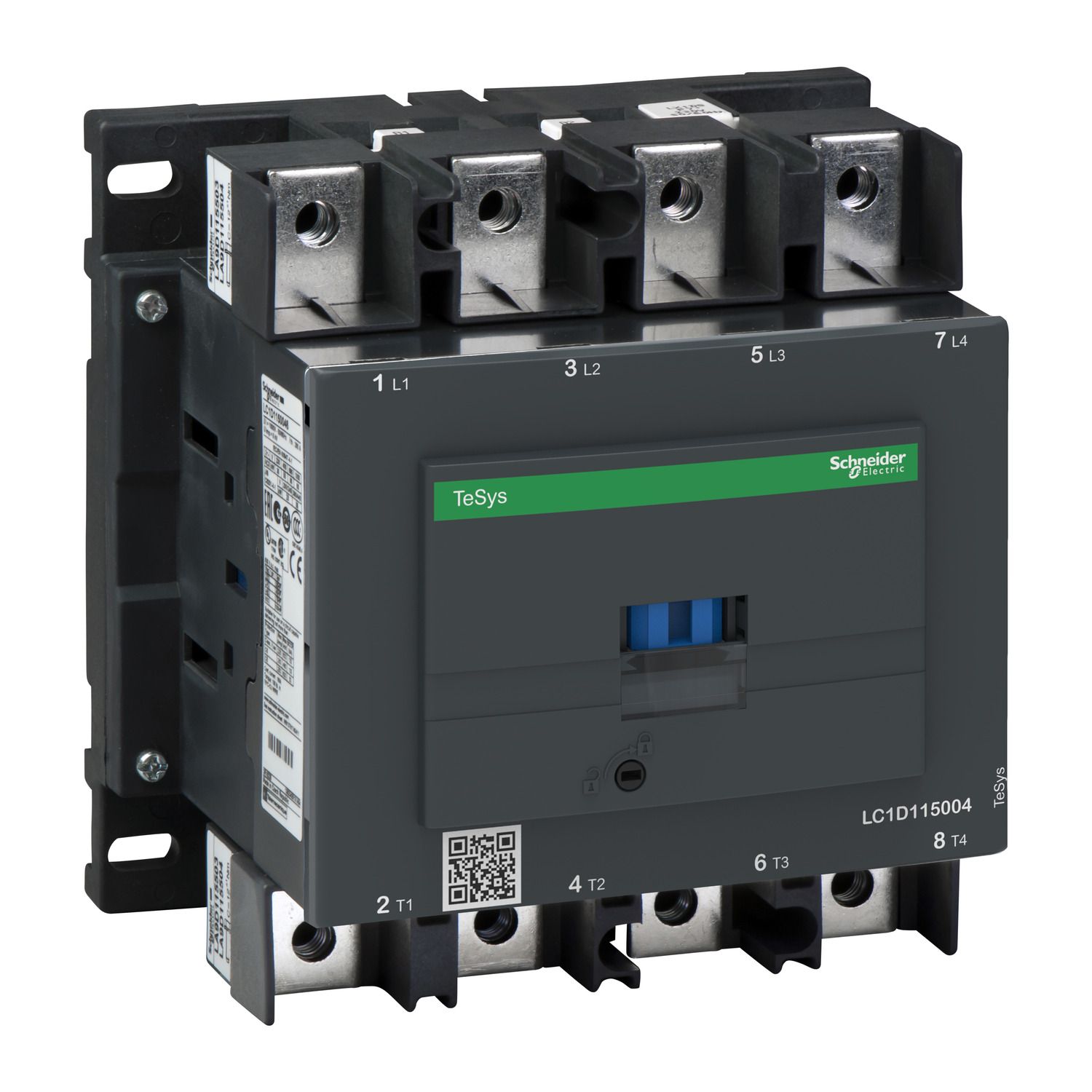 Picture of Contactor, TeSys D, TeSys Deca, 4P(4NO), AC-1 <=440V 200A, 24V DC standard coil, lugs/bars terminals